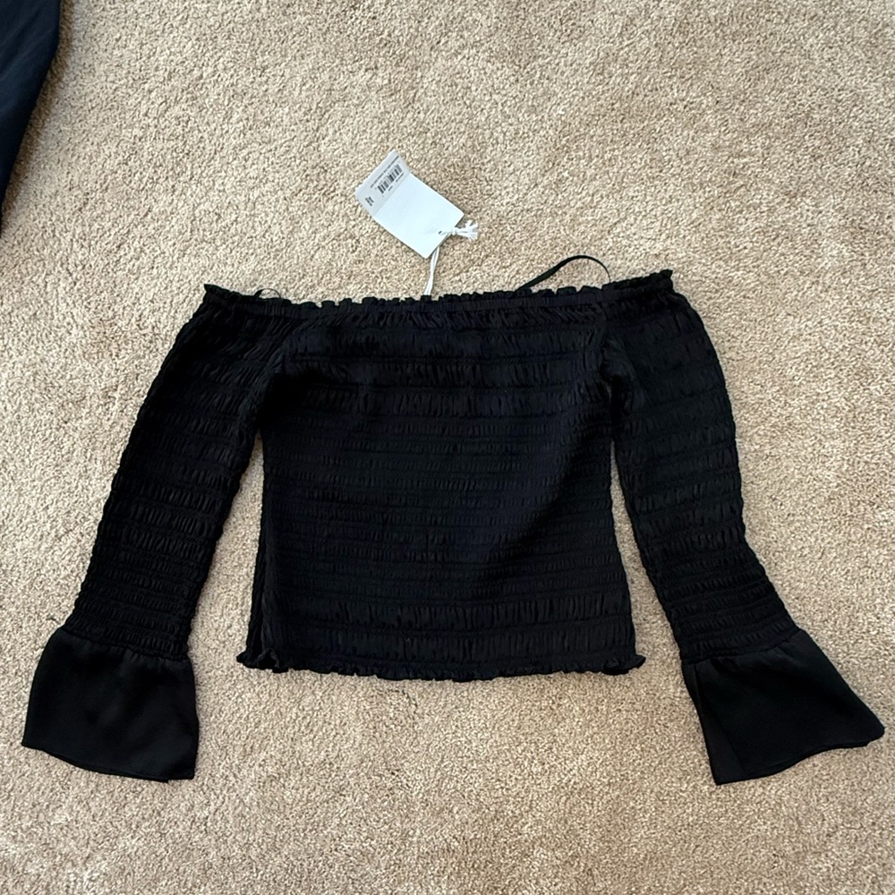 Frame Denim Black Smocked Top - Picture 2 of 5